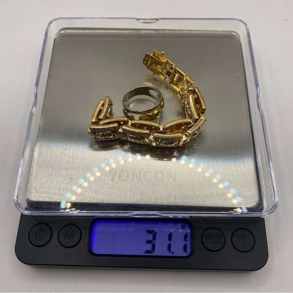 Vintage Bracelet and ring size 6 Two-tone 925 China Sterling Silver 10k GP - Picture 3 of 14